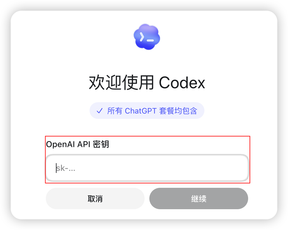 Codex 输入 API Key