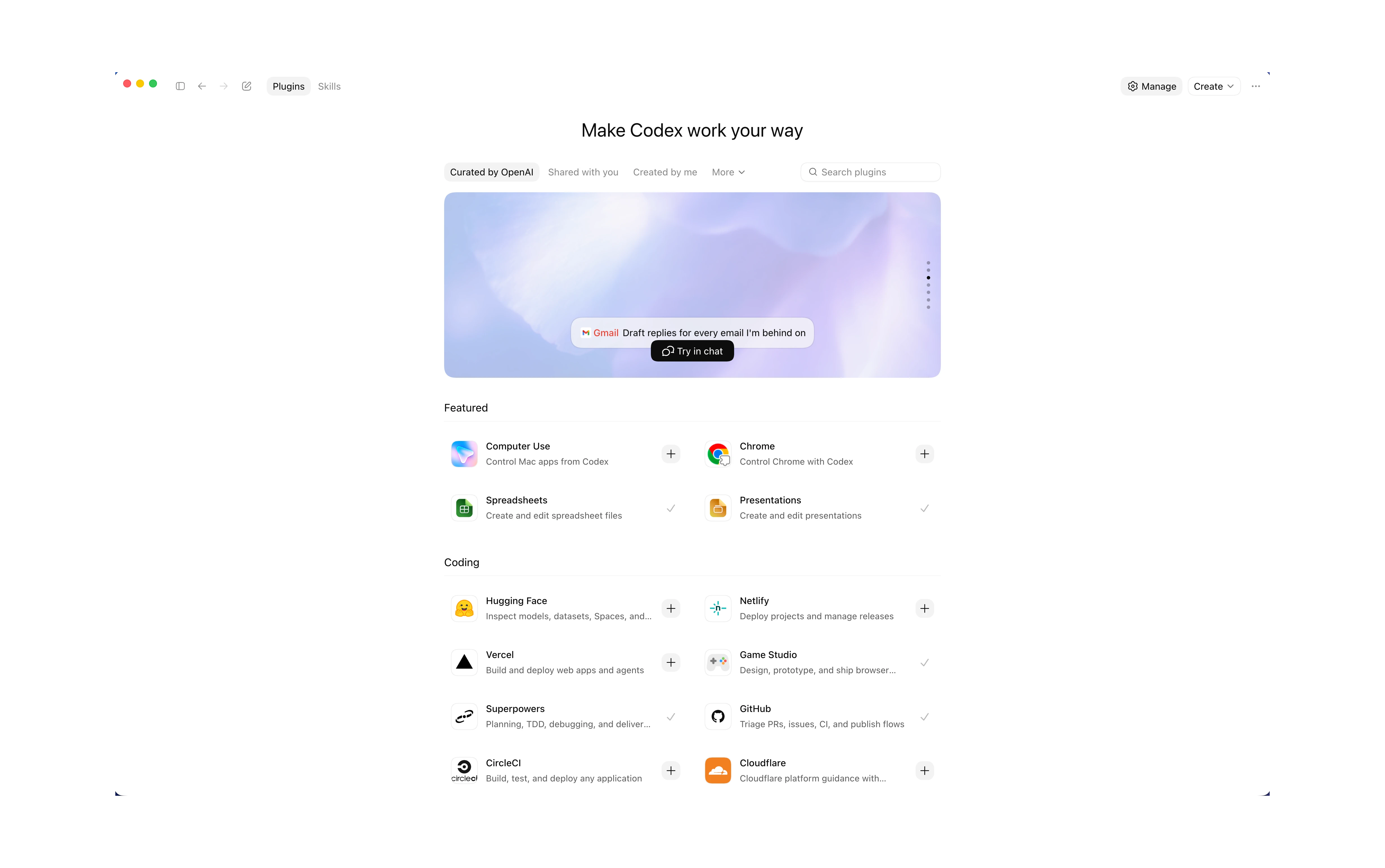 ChatGPT 界面截图:ChatGPT 桌面应用中的 Plugins Directory