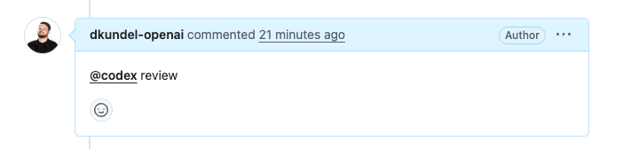 包含 @codex review 的 pull request 评论